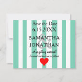 Meeresschaum Grün Rotes Herz Hochzeit Save The Date (Vorderseite)