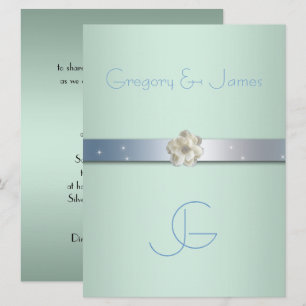 Meeresschaum Grün und Silber, Schwule Hochzeitsein Einladung