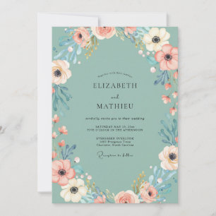 Meeresschaum-Korallen-Mohn-Hochzeit Einladung