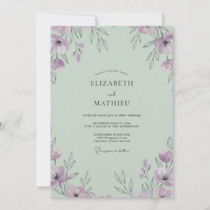 Meeresschaum-Lila-Mohn-Hochzeit Einladung