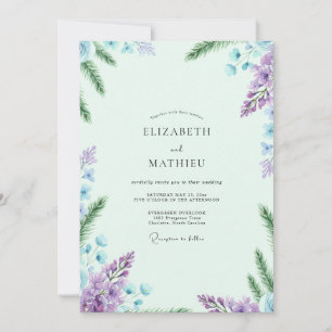Meeresschaum-Lila-Wisteria-Hochzeit Einladung