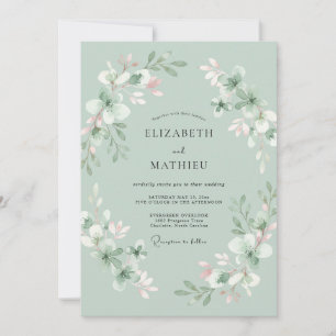 Meeresschaum-Mint-Kranz-Hochzeit Einladung