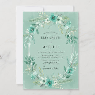 Meeresschaum-Mint-Laub-Eukalyptus-Hochzeit Einladung