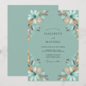 Meeresschaum-Ocker-Gemalte Hochzeit Einladung (Vorne/Hinten)