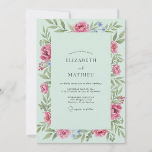 Meeresschaum-Rosa-Blüten-Hochzeit Einladung