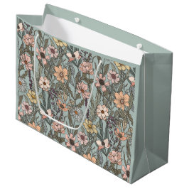 Meeresschaum Rosa Gelbe Retro-Wildblume Große Geschenktüte