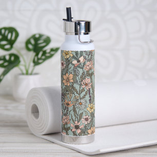Meeresschaum Rosa Gelbe Retro-Wildblume Trinkflasche