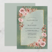 Meeresschaum-Rosé-Hochzeit Einladung (Vorne/Hinten)
