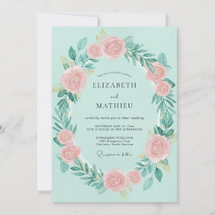 Meeresschaum-Rosé-Kranz-Hochzeit Einladung