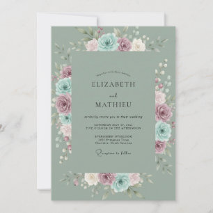 Meeresschaum-Rosen-Hochzeit Einladung