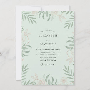 Meeresschaum-Salbei-Blumenhochzeit Einladung
