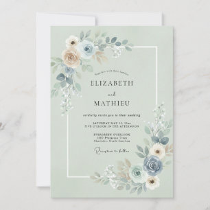 Meeresschaum-Schiefer-Eukalyptus-Hochzeit Einladung