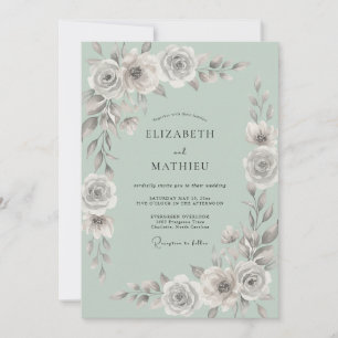 Meeresschaum-Silber-Laub-Eukalyptus-Hochzeit Einladung
