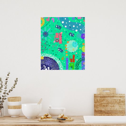Meeresschaum Sommer: Abstrakte Kunst Poster (Küche)