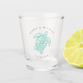 Meeresschaum-Strand-Hochzeit-Schildkröte ID837 Schnapsglas (Vorderseite)