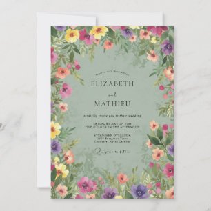 Meeresschaum-Wildblumen-Hochzeit Einladung
