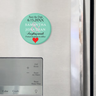 Meeresschaumgrüne Hochzeit - Save-the-Date-Herz Magnet
