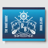 Meeresschild-Insignien-Delphine-Helm-Oars-Schild Gästebuch (Vorderseite)