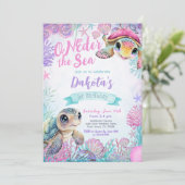 Meeresschildkröte 1. Geburtstag Einladung (Stehend Vorderseite)