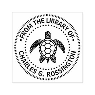 Meeresschildkröte #5N Bibliotheksbuch Name Permastempel