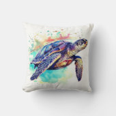 Meeresschildkröte Aquarellbilder Kissen (Vorderseite)