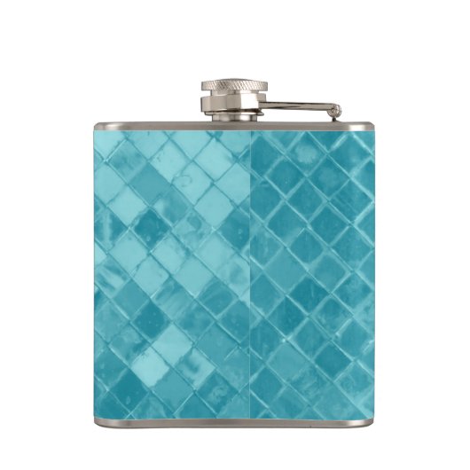 Meeresschildkröte auf Aqua-Seeglas-Monogramm Flachmann (Rückseite)