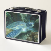 Meeresschildkröte auf dem Meeresboden-Foto Metall Brotdose (Rückseite)