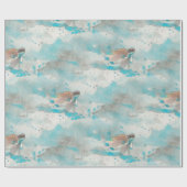 Meeresschildkröte auf Ozeanblau Wasserfarbe Wasser Geschenkpapier (Flach)