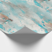 Meeresschildkröte auf Ozeanblau Wasserfarbe Wasser Geschenkpapier (Ecke)