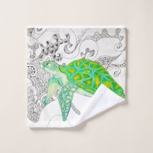Meeresschildkröte Badhandtuch Set (Waschlappen)