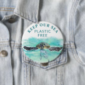 Meeresschildkröte BEHALTE UNSEREN PLASTIKKOSTENFRE Button (Beispiel)