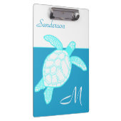 Meeresschildkröte Blau Aquamarin Weiß Klemmbrett (Rechts)