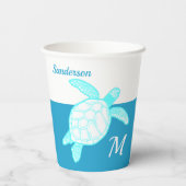 Meeresschildkröte Blau Aquamarin Weiße Akryline Pappbecher (Rückseite)