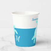 Meeresschildkröte Blau Aquamarin Weiße Akryline Pappbecher (Links)