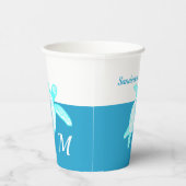 Meeresschildkröte Blau Aquamarin Weiße Akryline Pappbecher (Rechts)