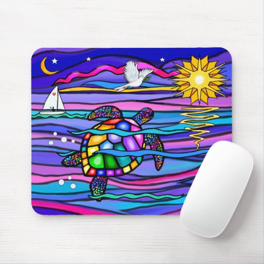 Meeresschildkröte (blau / pink) mousepad (Mit Mouse)