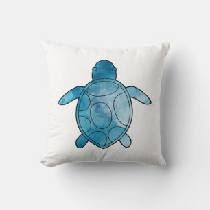 Meeresschildkröte Blaue Aquarellmalerei Kissen