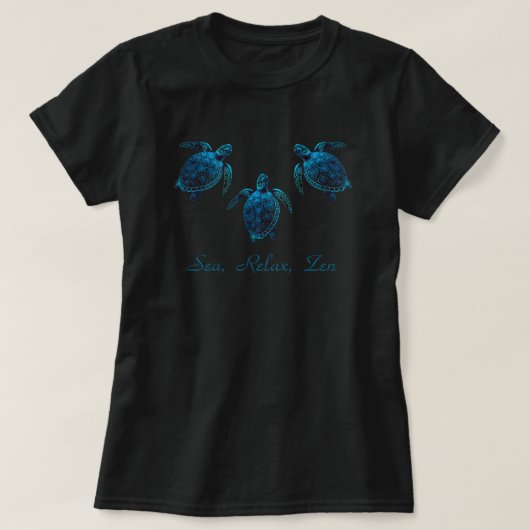 Meeresschildkröte, blaue, zeichnend T - Shirt (Design vorne)