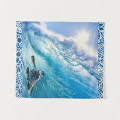 Meeresschildkröte Boho Welle Wandteppich (Vorderseite (Horizontal))