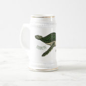 Meeresschildkröte-Cartoon Bierglas (Vorderseite Links)