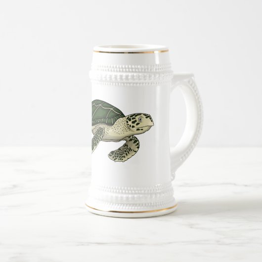 Meeresschildkröte-Cartoon Bierglas (VorderseiteRechts)