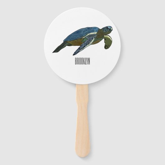 Meeresschildkröte-Cartoon Fächer (Vorderseite)