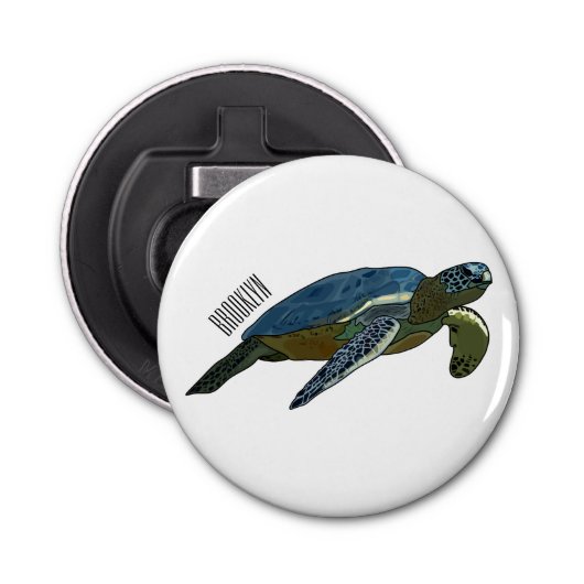 Meeresschildkröte-Cartoon Flaschenöffner (Vorderseite)