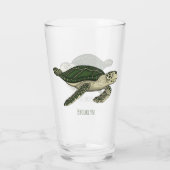 Meeresschildkröte-Cartoon Glas (Rückseite)