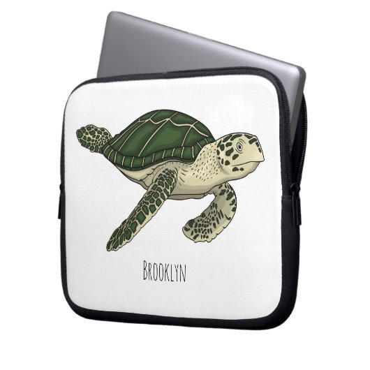 Meeresschildkröte-Cartoon Laptopschutzhülle (Vorderseite Links)
