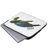 Meeresschildkröte-Cartoon Laptopschutzhülle (Vorne Knopf)