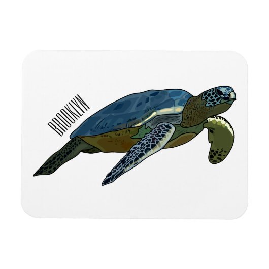 Meeresschildkröte-Cartoon Magnet (Horizontal)