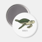 Meeresschildkröte-Cartoon Magnet (Vorderseite/Rückseite)