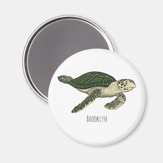 Meeresschildkröte-Cartoon Magnet (Vorderseite/Rückseite)