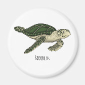 Meeresschildkröte-Cartoon Magnet (Vorne)